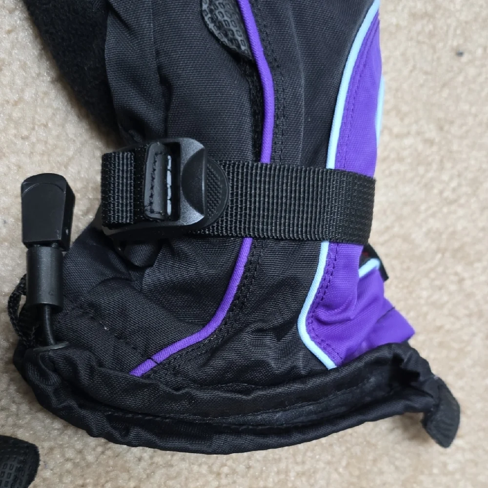 Black and Purple Winter Gloves - Size L